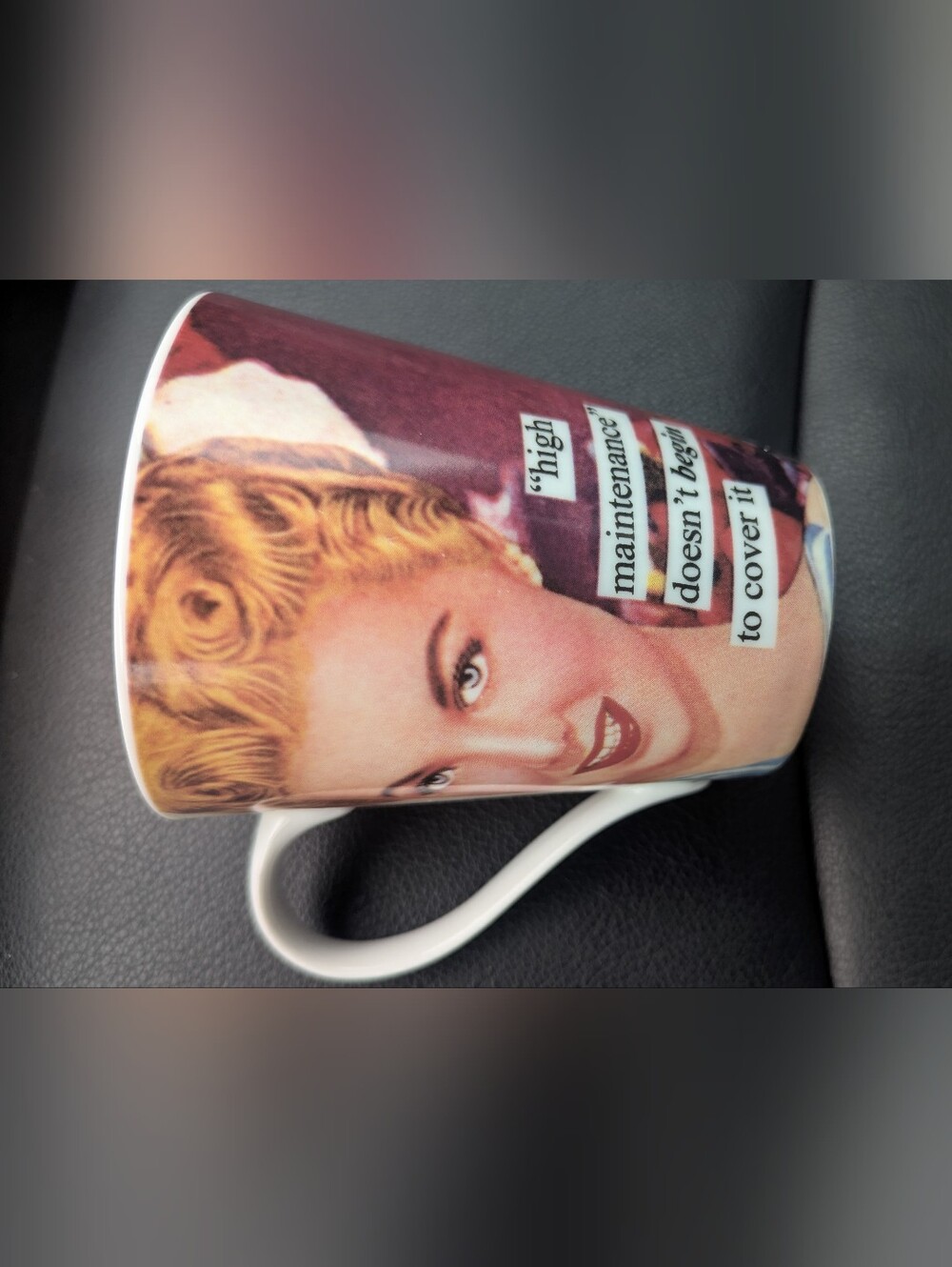 Vintage-Inspired Pink Retro Face Ceramic Coffee Mug